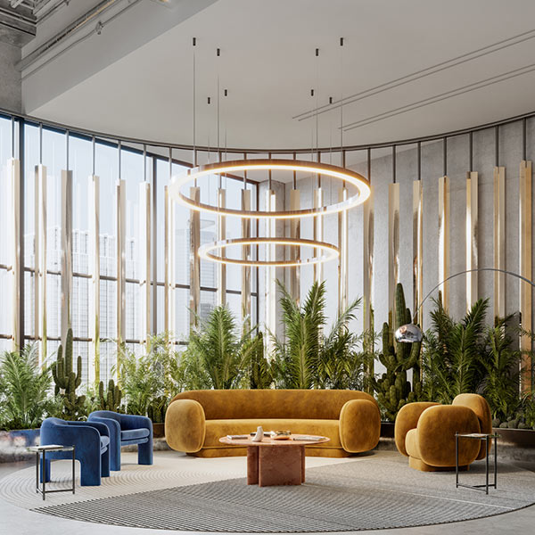 beautiful lobby with plants